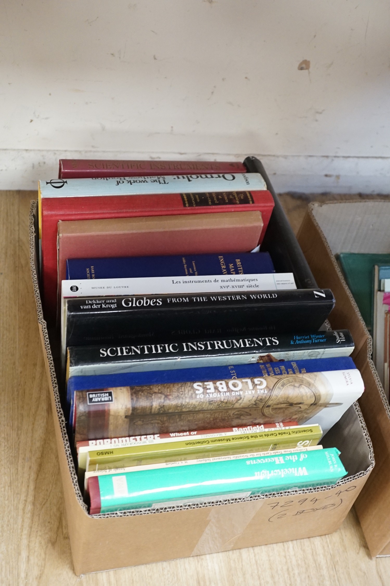A selection of books on globes and scientific instruments to include; Decker, Elly and Van Der Krogt, Peter, Globes From The Western World, Trevor Philip & Sons Ltd, 1993; Wynter, Harriet and Turner, Anthony, Scientific